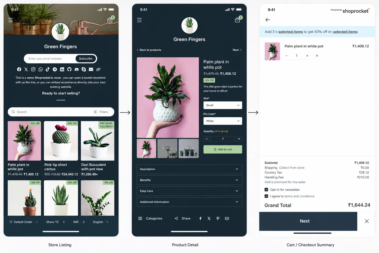 Shoprocket storefront and checkout